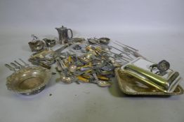 A quantity of silver plated ware, cutlery etc