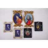 Three pairs of miniature picture frames, 12 x 17cm largest rebate