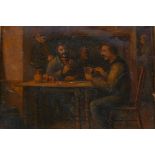 Victorian style tavern scene, oil on canvas fragment, 31 x 25cm