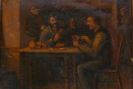 Victorian style tavern scene, oil on canvas fragment, 31 x 25cm