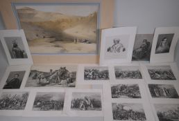A collection of C19th and early C20th engravings including many depicting the Indian Mutiny, largest