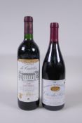 A bottle of Chateau du Cartillon Haut-Medoc 1988, and a bottle of Domaine du Grand Tinel Cotes du