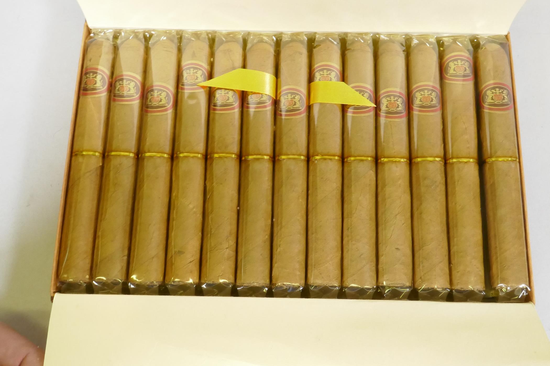 A box of 25 Embassy President Corona cigars, 3 bottles of Harveys Bristol Cream sherry, Vermouth, - Image 3 of 5