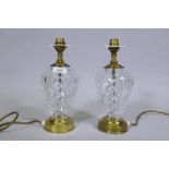 A pair of Waterford 'Kilkenny' crystal glass table lamps, 27cm high