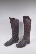 A pair of WWI leather cavalryman's Jack boots, by W. Nichols & Son, 1918, 51cm high