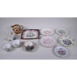 A collection of C19th lustreware porcelain to include a Sunderland Flying Cloud plaque, a Wedgwood