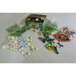 A collection of vintage glass marbles