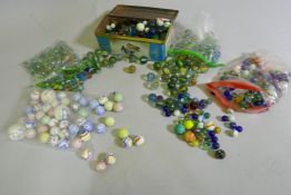 A collection of vintage glass marbles