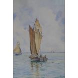 Berger, fishing boats at sea, watercolour, 24 x 30cm