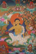 A Tibetan printed thangka depicting Buddha, 66 x 89cm