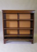 An Edwardian oak open bookcase with three adjustable shelves, back-boards replaced, 108 x 29 x 114cm