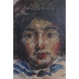 Portrait of a child, signed John?, oil on board, 26 x 30cm