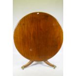 A C19th mahogany tilt top breakfast table, 130cm diameter x 71cm high