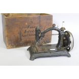 Antique hand sewing machine, bears plate engraved 'The Alpine', AE Isted, Southampton, in original