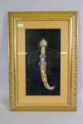 An Arab Jambiya dagger, mounted in a gilt frame, 55 x 80cm