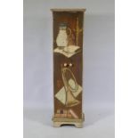 A two door cupboard with trompe l'oeil decoration, 34 x 19 x 120cm