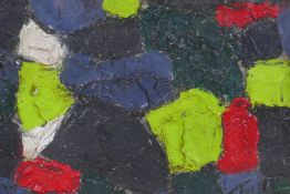 In the manner of William Gear, (British, 1915-1997), impasto abstract, oil on canvas, 20 x 15cm