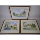 Geoffrey Barnsby, three watercolours of local interest, Westcott, Abinger Hammer and Charlwood, 37 x