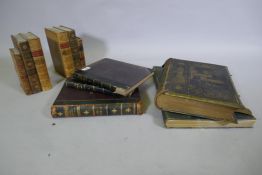 Bookends formed from three antiquarian books, copy of Pilgrim's Progress by John Bunyan, Adam &