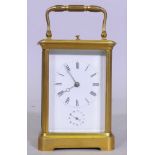 A good C19th gilt brass carriage clock with alarm function, appears working order but sold without