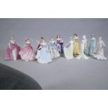 A collection of porcelain figures, Royal Doulton, including Ellen, Lady of the year, 1997, limited