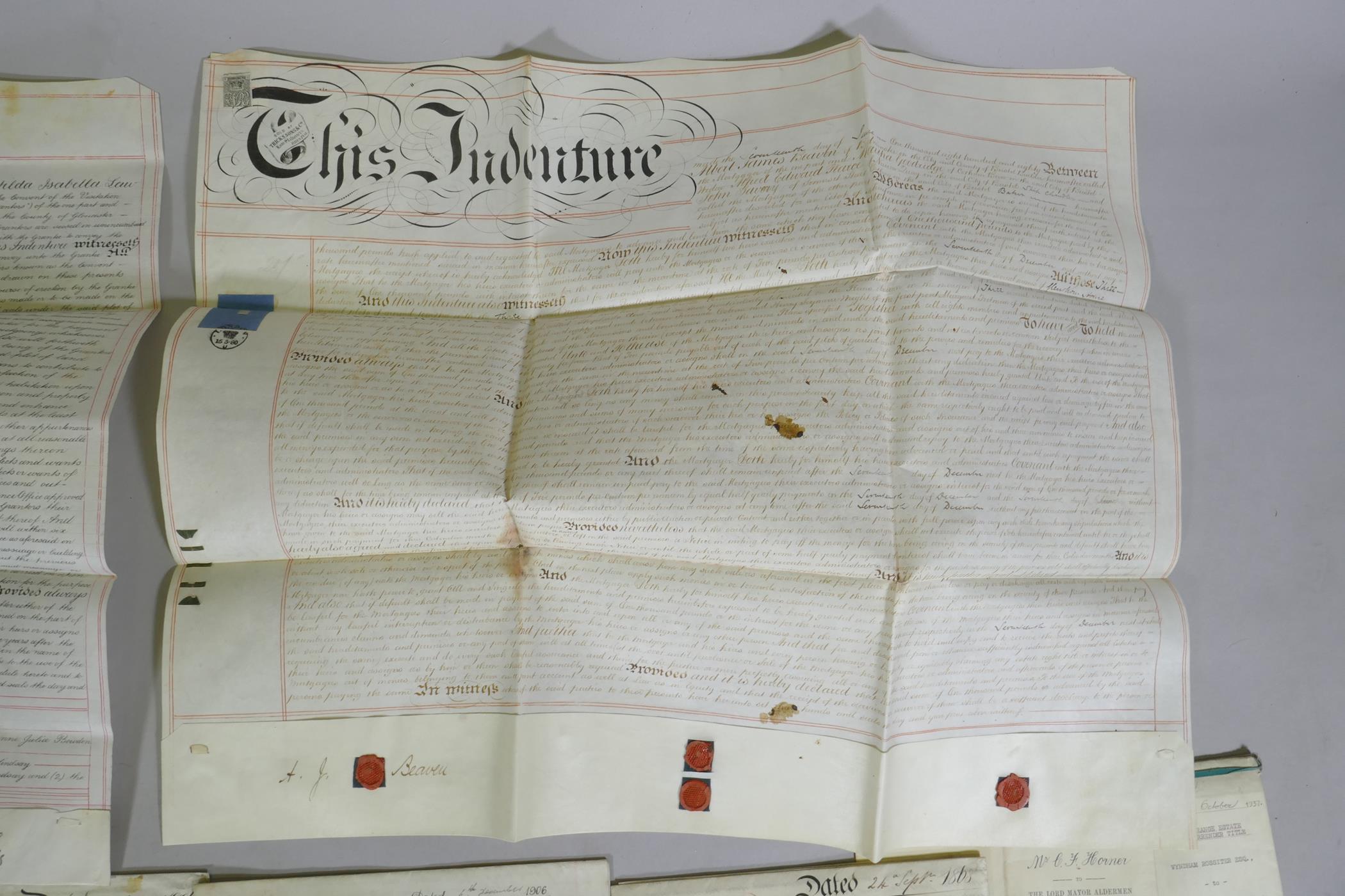A quantity of assorted C19th and early C20th Deeds and Indentures, mortgage certificates etc - Image 3 of 6