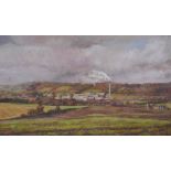 Arthur Harney, North Downs with cement works, Halling, 1981, oil on canvas, 91 x 53cm