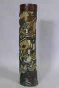 A Japanese carved and polychrome bamboo stick stand, 60cm high