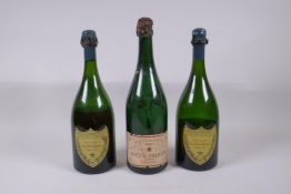 A vintage bottle of Moet & Chandon 1937 Champagne (no contents), and two 1961 bottles of Moet (