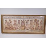 An African Benin figural painting on silk, 88x 35cm