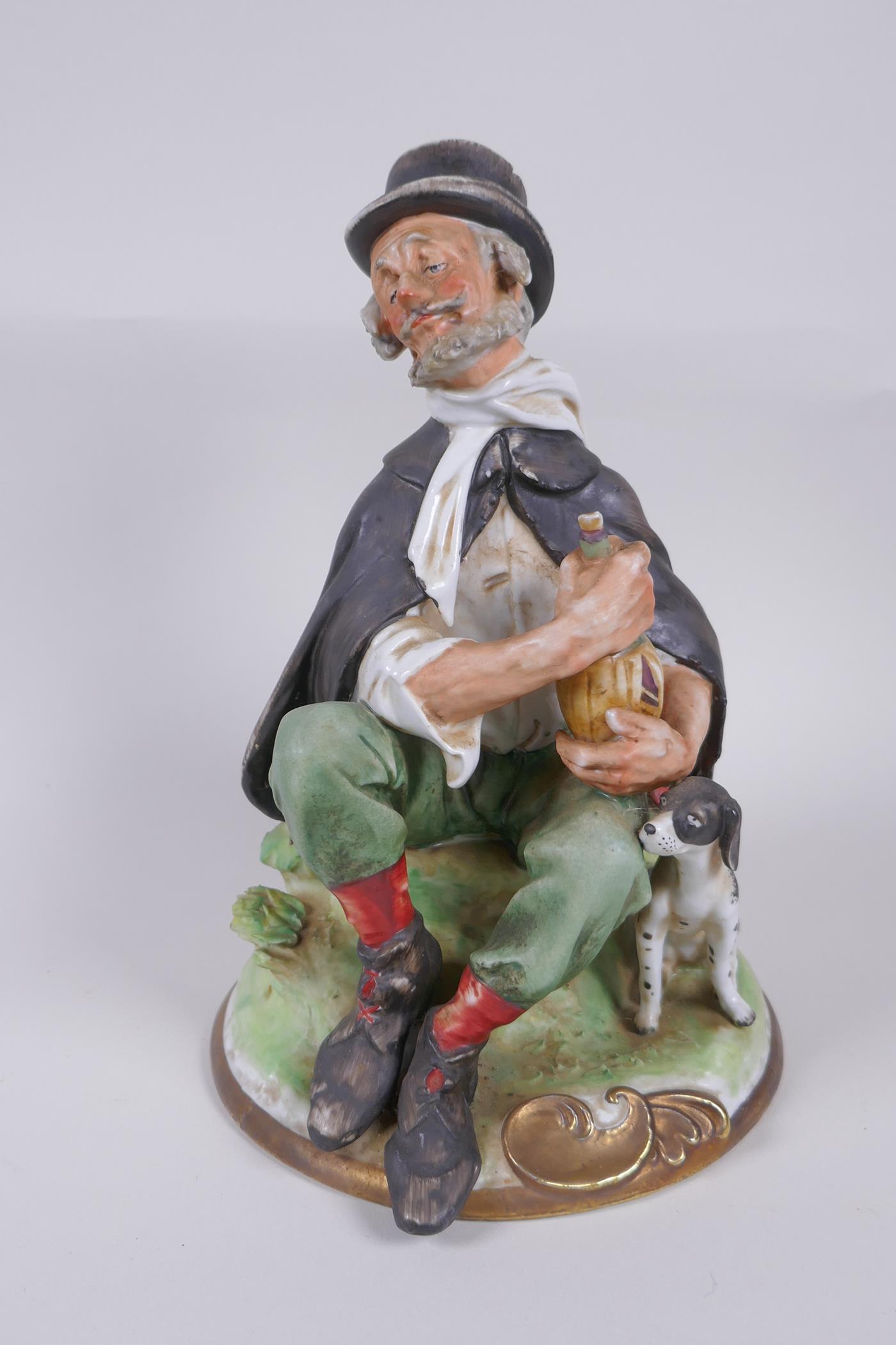 Three Capodimonte porcelain figures including a pair of ring holders in the form of seated flower - Image 7 of 8