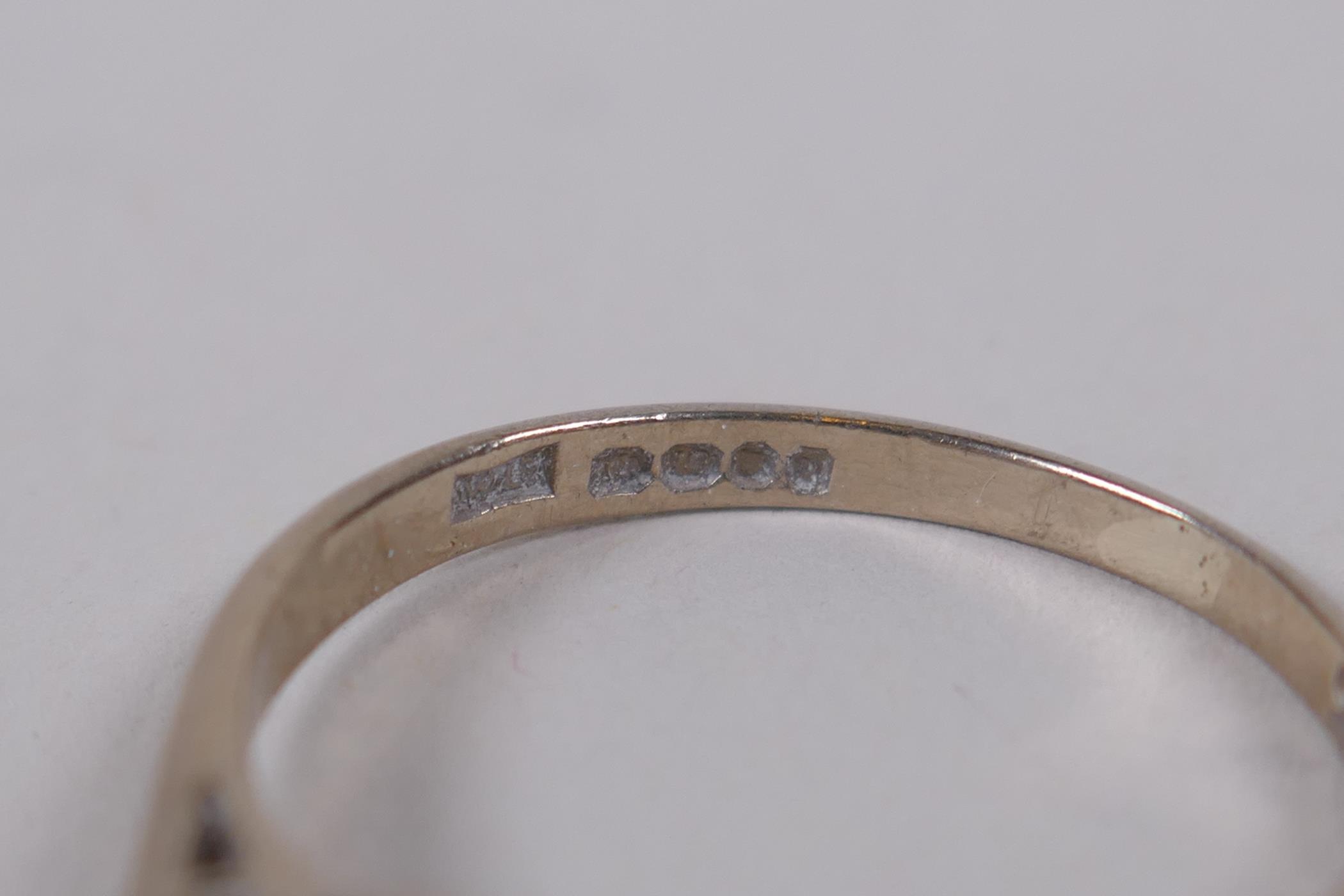 An 18ct white gold and diamond solitaire ring, size N/O - Image 3 of 5