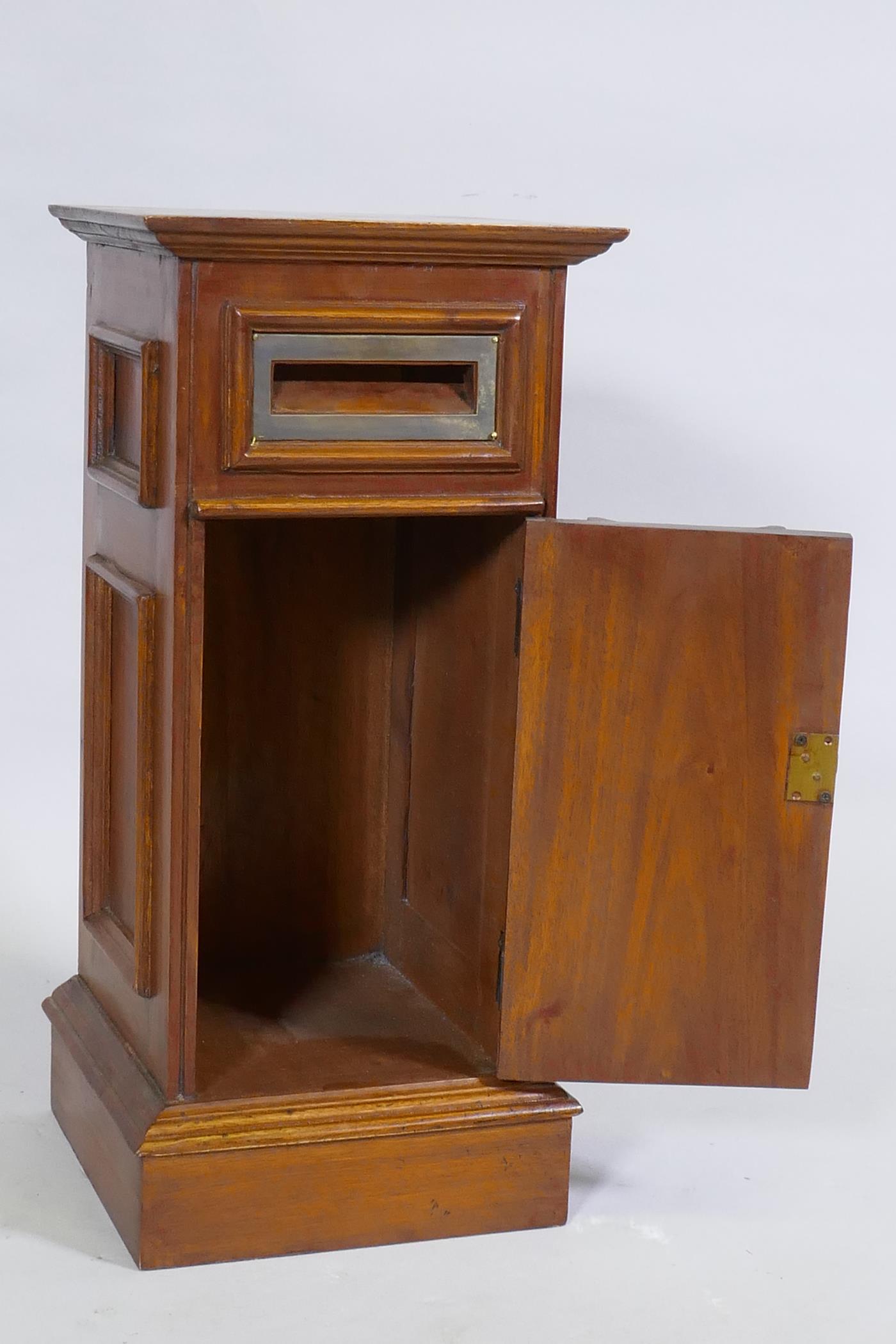 A Victorian style mahogany table letter box, 23 x 23 x 50cm - Image 4 of 4