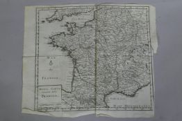 C18th engraving, map of France, after Thomas Salmon, Nuova Carta Generale della Francia, 39 x 35cm