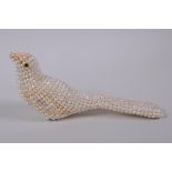 A freshwater pearl model of a bird, 19cm long