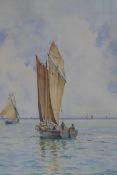 Berger, fishing boats at sea, watercolour, 24 x 30cm