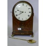 An early C19th mahogany bracket clock, the dome shaped case with brass inlaid decoration, ring