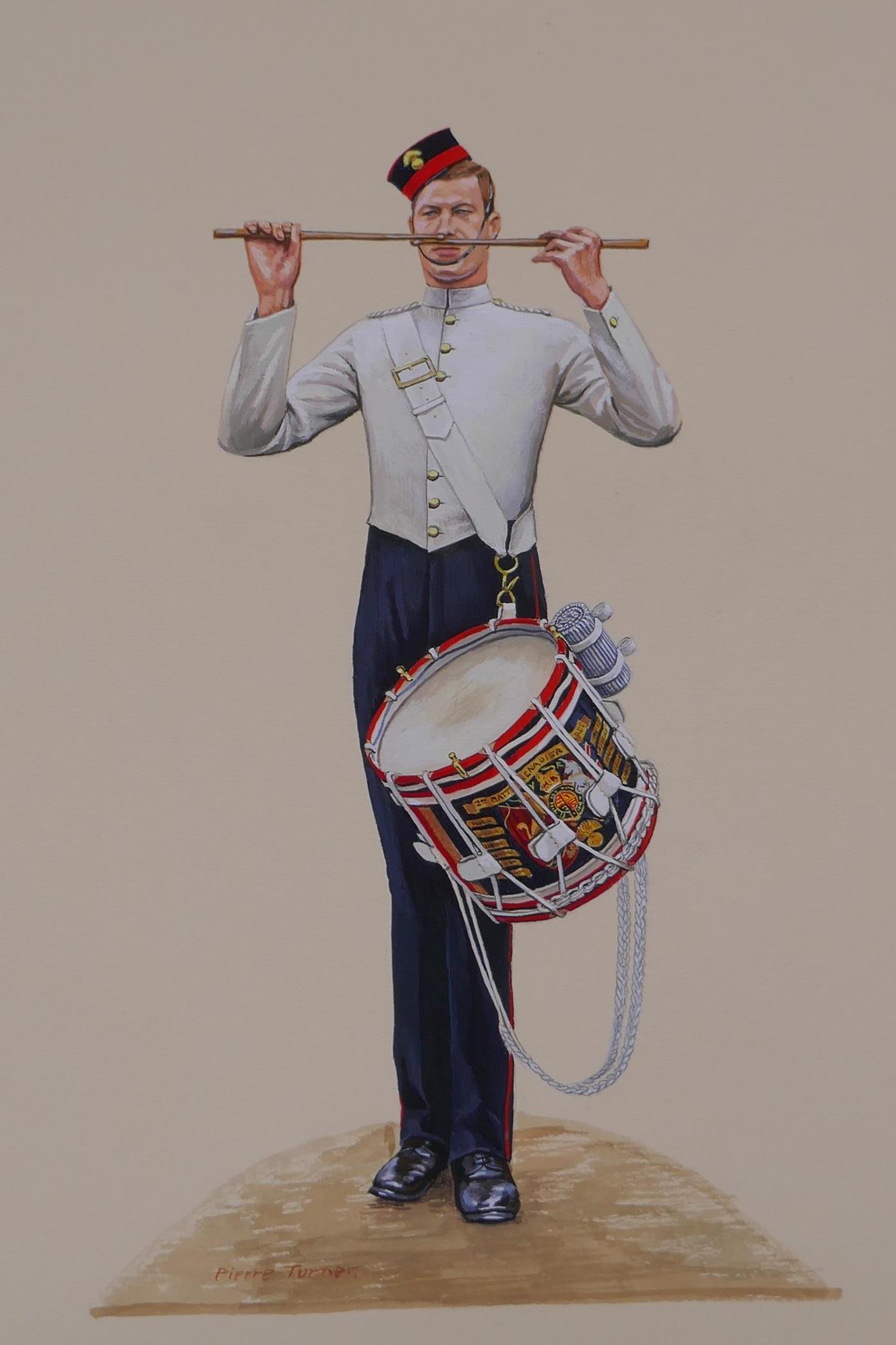 Pierre Turner, (British, 1943-2011), full length portrait of an officer and another of a drummer, - Image 4 of 5
