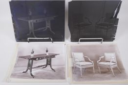 A collection of ten early to mid century glass plate negative photographs of antiques, possibly by