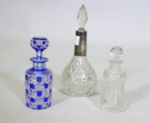 A cut glass scent bottle with silver mount, Birmingham 1925, Levi and Salaman, 21cm high, an