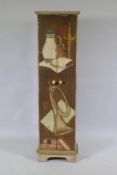 A two door cupboard with trompe l'oeil decoration, 34 x 19 x 120cm