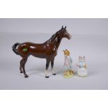 Two mid century Beswick Beatrix Potter figures, Tabitha Twitchet and Foxy Whiskered Gentleman, and a