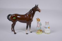 Two mid century Beswick Beatrix Potter figures, Tabitha Twitchet and Foxy Whiskered Gentleman, and a