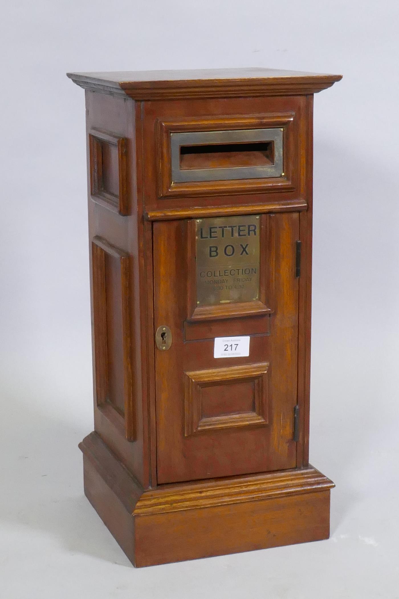 A Victorian style mahogany table letter box, 23 x 23 x 50cm - Image 2 of 4