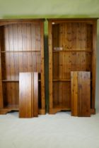 A pair of Ducal pine open bookcases with two fixed and two adjustable shelves, 99 x 30 x 189cm