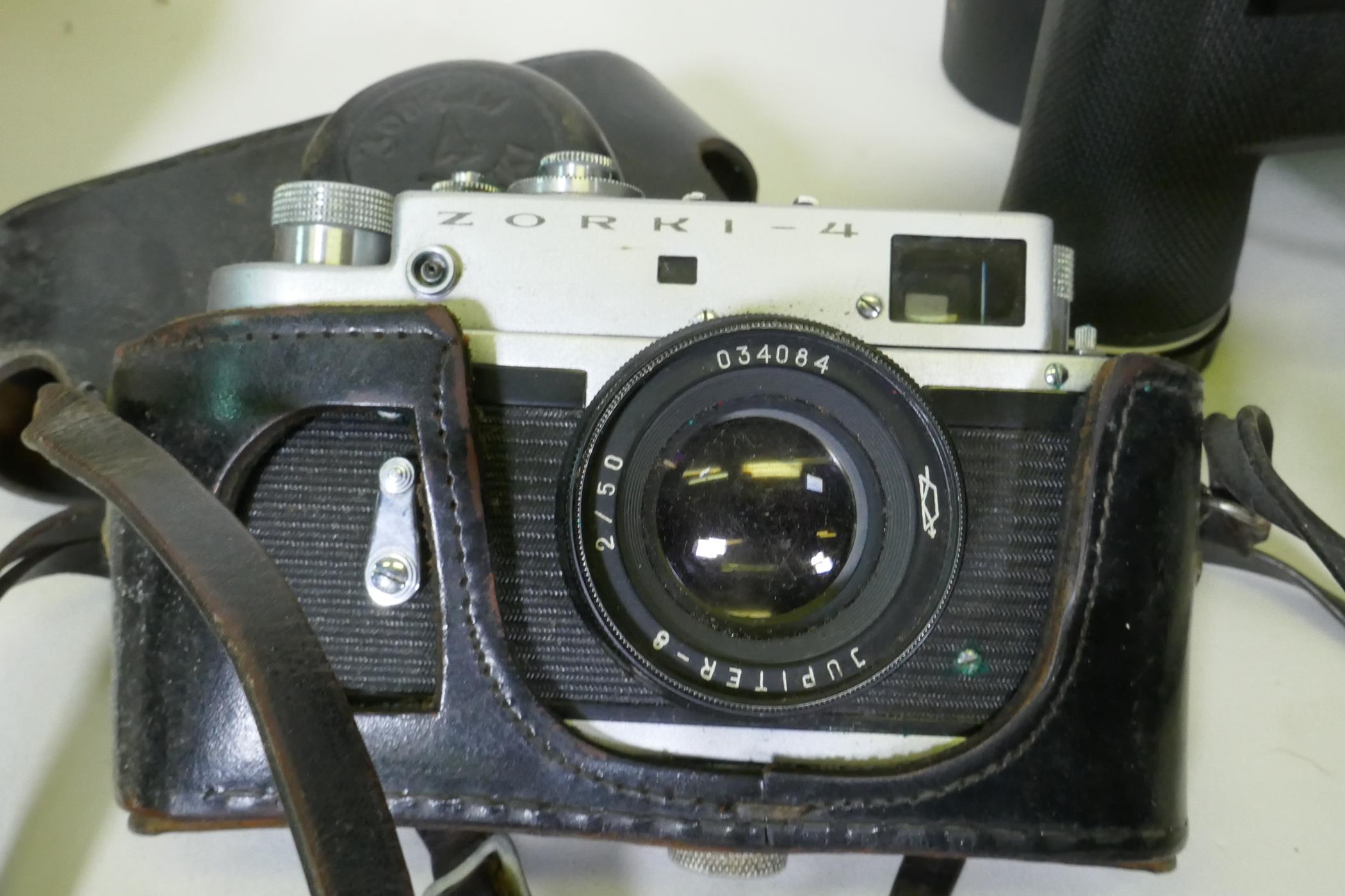 A Nikon D3400 digital camera, a Ricoh KR-10X SLR 35mm camera, Kodak Brownie flash II, Fuji Finepix - Image 4 of 8