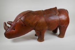 An early Dimitri Omersa for Liberty leather rhinoceros, AF, 76cm long