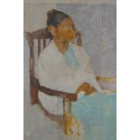 An early C20th portrait sketch of a seated woman, initialled HC, inscribed verso H. Clarke (Harry?),