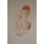 Ruskin Spear signed etching, figure study, with blind stamp, 53 x 37cm