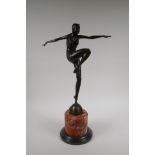 After Johann Philipp, Art Deco style bronze figure of a woman dancing, 54cm high